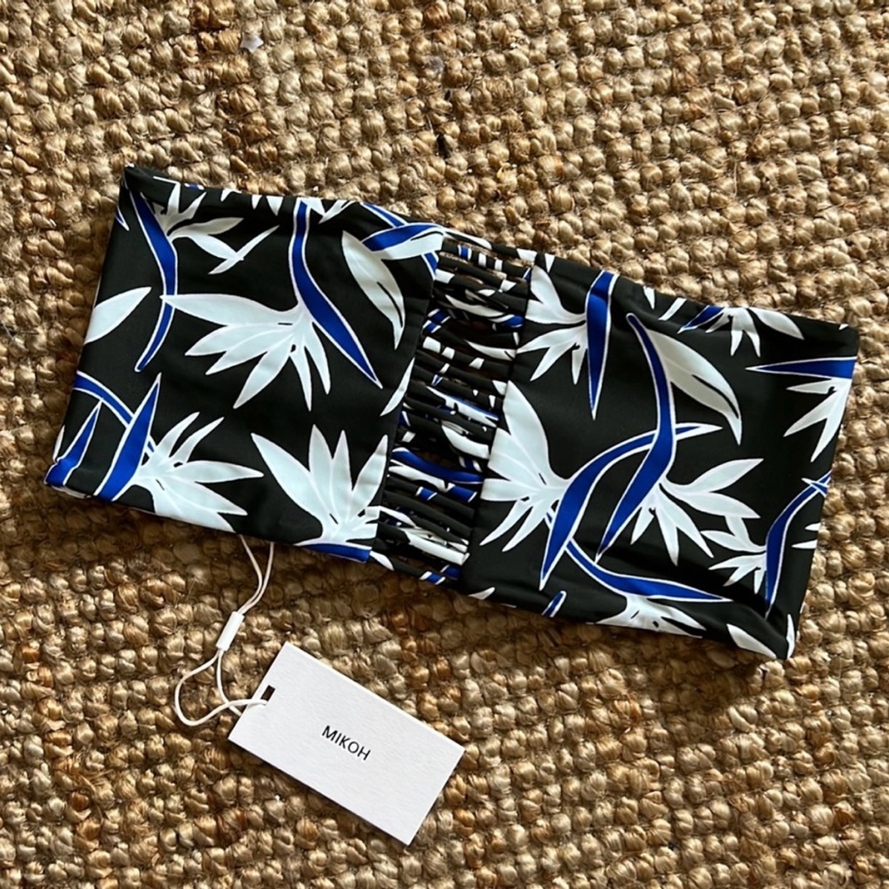 MIKOH Sunset Skinny String Triple Looped Bandeau in Bird of Paradise NWT